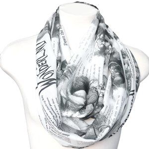 Alice in Wonderland Scarf Lewis Carroll book scarf for her women bookish apparel